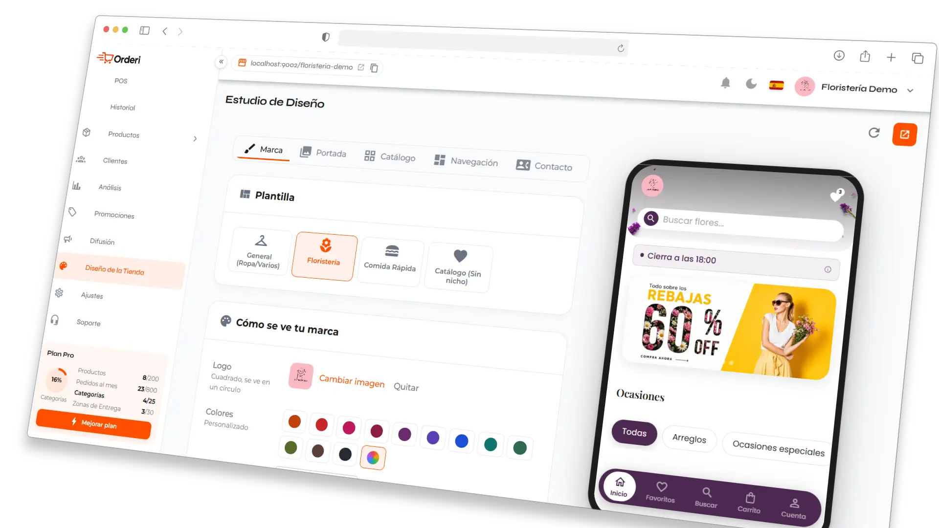 Digital catalog of a store on Orderi, ready to share on WhatsApp